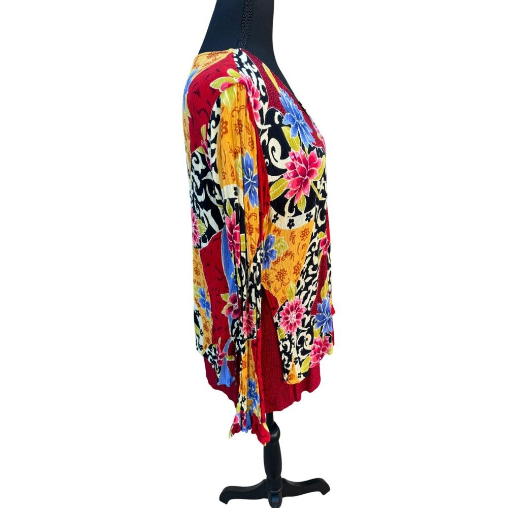 A. Grace Atsy Floral Patchwork Tunic Top L Bright… - image 5